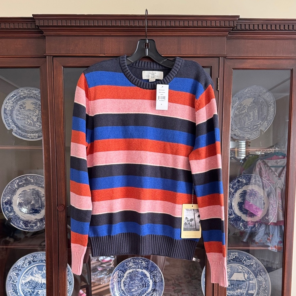 Trovata Striped Crewneck Sweater in Blue, Red, Pink